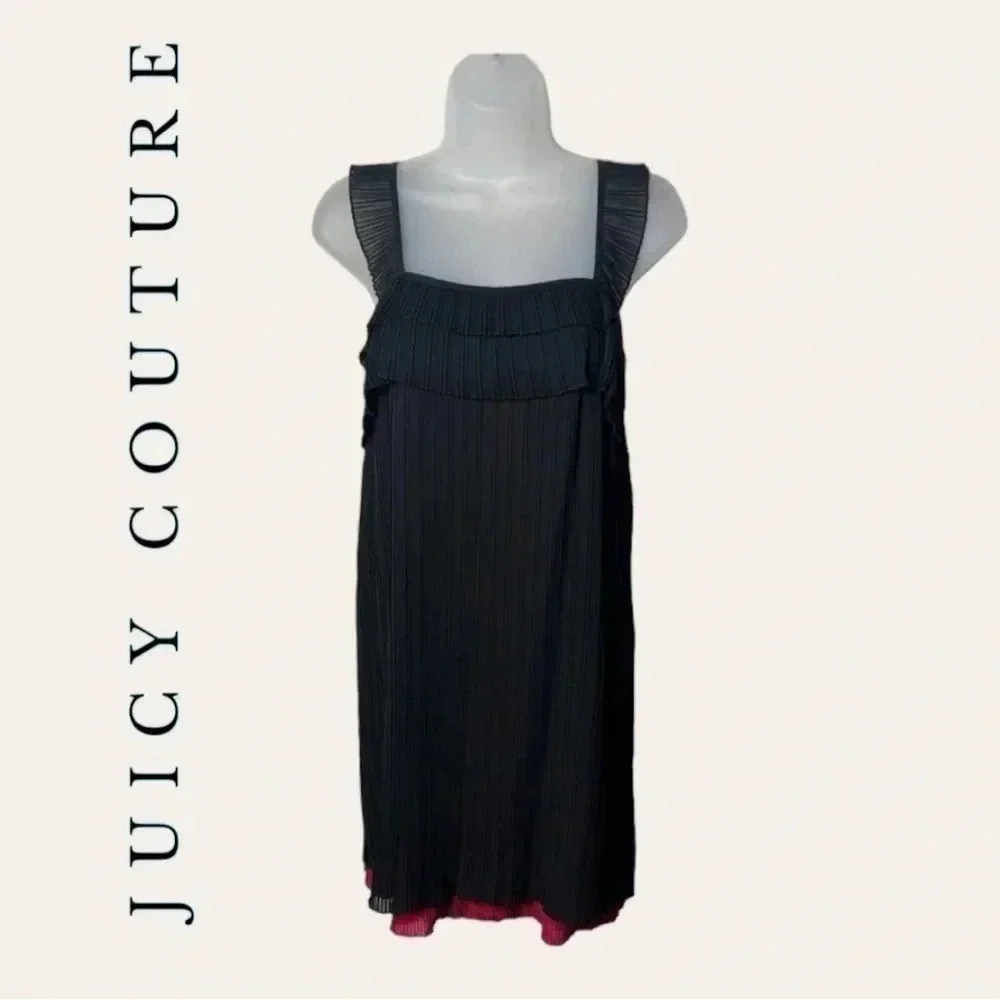 0485W. JUICY COUTURE MINI DRESS ACCORDION BLACK AND PINK IN‎ COLOR SIZE 0
